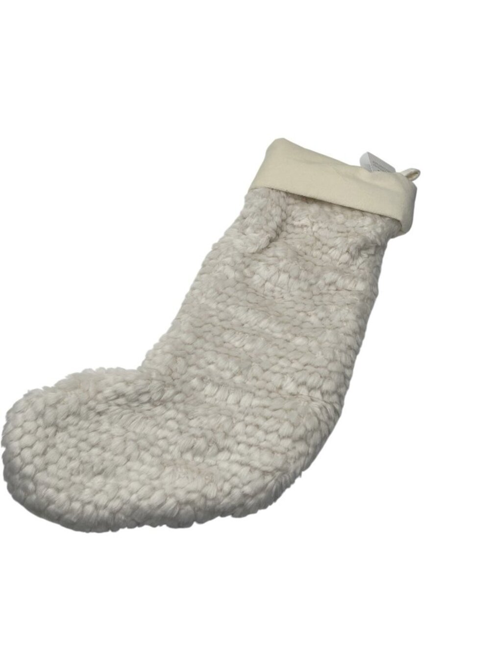 POTTERY BARN HONEYCOMB FAUX FUR STOCKING IVORY Christmas Holiday